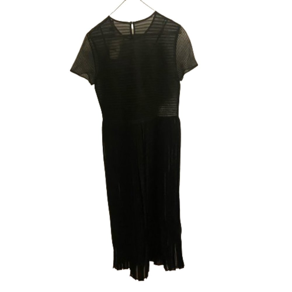 NWT SALVATORE FERRAGAMO Silk Black Slip Dress With Overlay Size Med